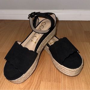 New!  CCOCCI - Espadrille Platform Sandal - Black - Size 9